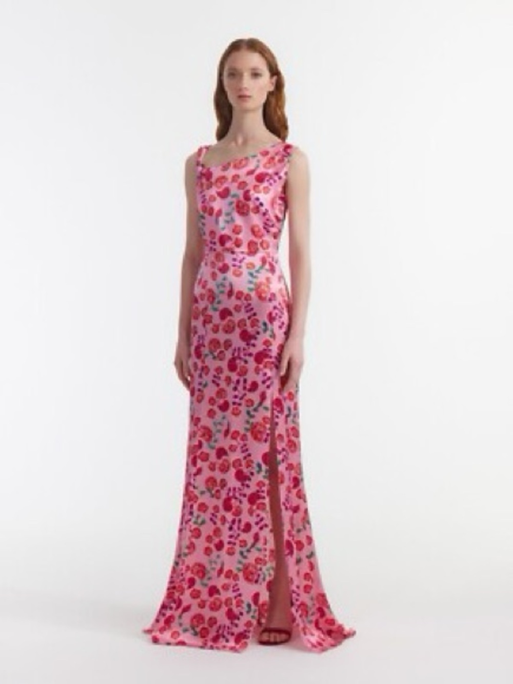 Saloni Leona Draped Floral-Printed Silk Dress